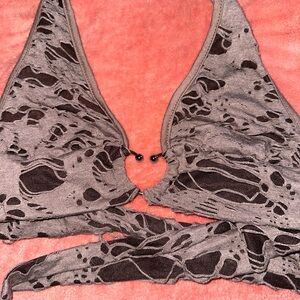 Gray Bra Top w Heart Hardware